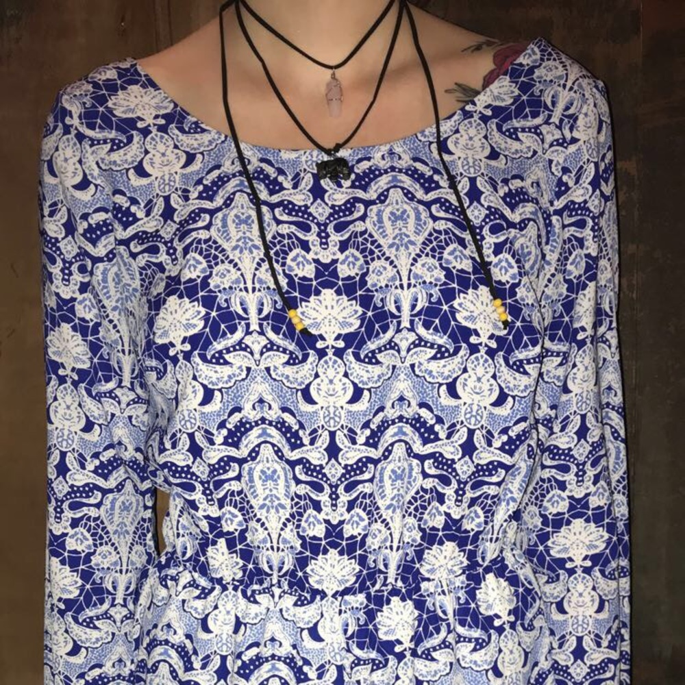 Romper and handmade necklace